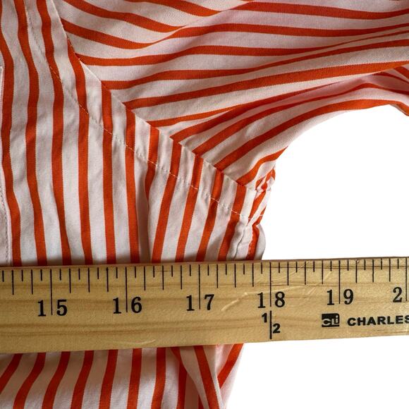 Lauren Ralph Lauren Striped Shirt P/S Orange White Anchor Crest Nautical Preppy - Picture 7 of 9